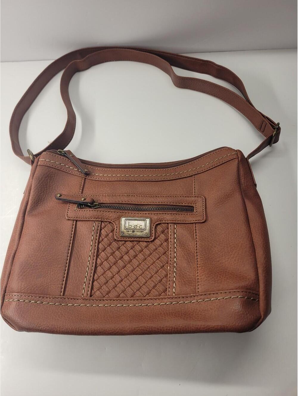 BOC Leather Brown Ladies Crossbody Purse. 2 Compartments B.O.C.